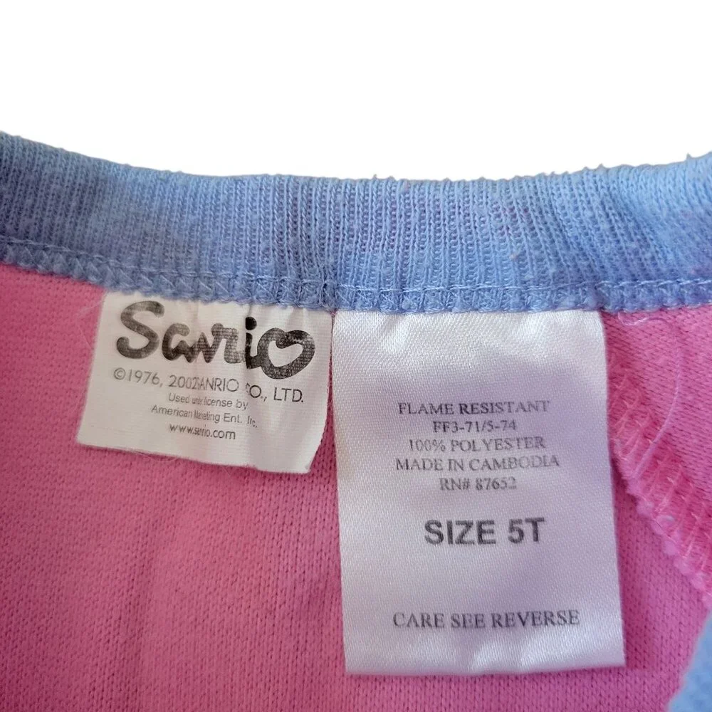 Sanrio Hello Kitty 5T Fleece Pajama Footie PJs Pink‎ Purple Vintage Y2K 2002